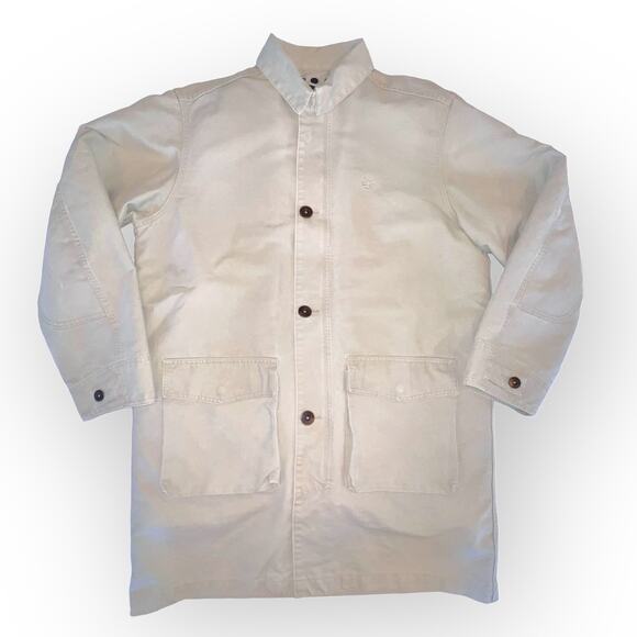 Timberland Weathergear Mens Barn Jacket Quilted Cream Vintage Full Zip Coat 2004 - Picture 1 of 13